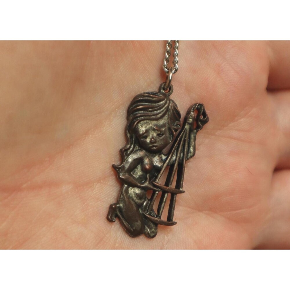 Vintage Libra Zodiac Pendant Necklace